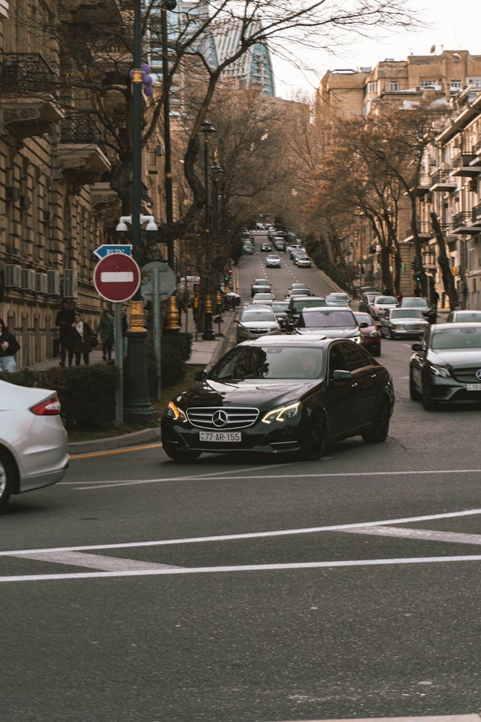 View of Cars on a Street in City